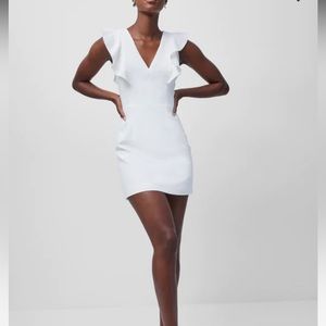 French Connection Whisper Ruffle V Neck Dress